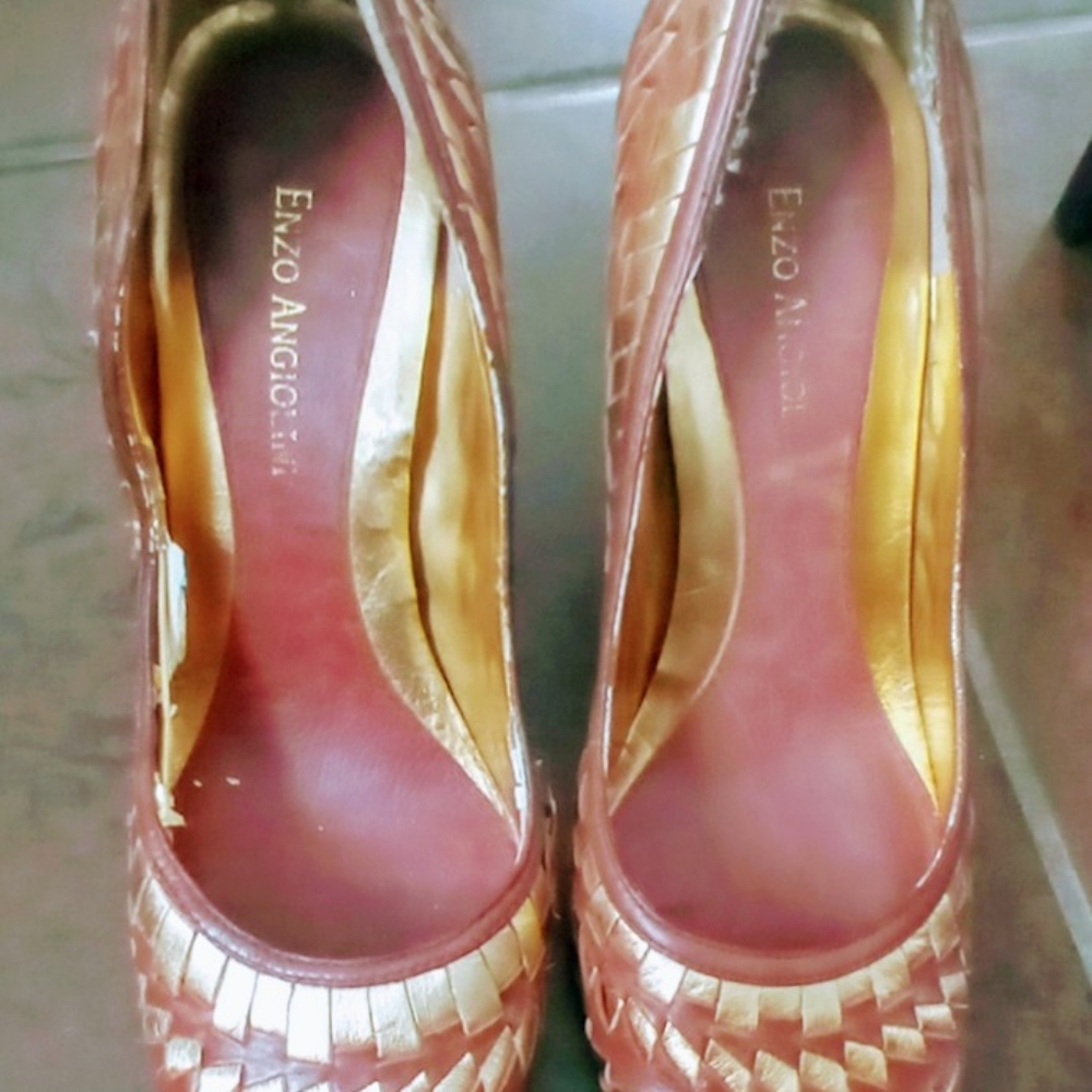 Enzo Angiolini women shoes gold brown leather 7.5